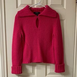 🌷3 for$20🌷Express, US M, Hot Pink Merino/Angora Wool Keyhole Sweater